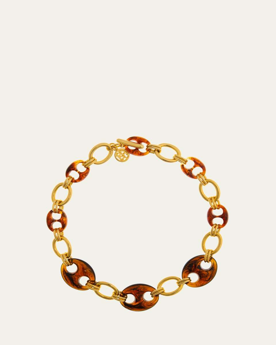 24K Gold Electroplated Chain Necklace with Tortoise Links